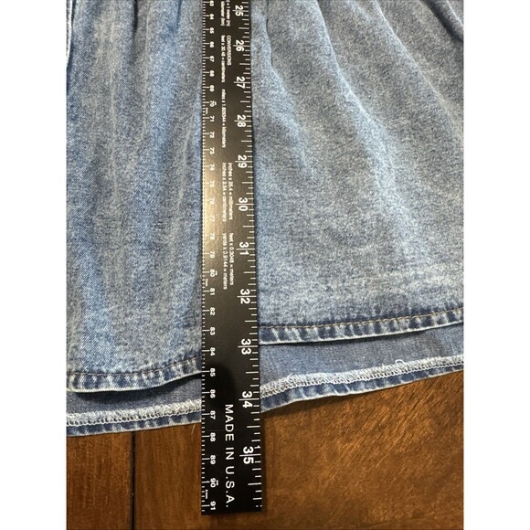 SHEIN Denim Dress Medium Snap Tiered Blue Cotton Long Sleeve Chambray - Picture 6 of 7